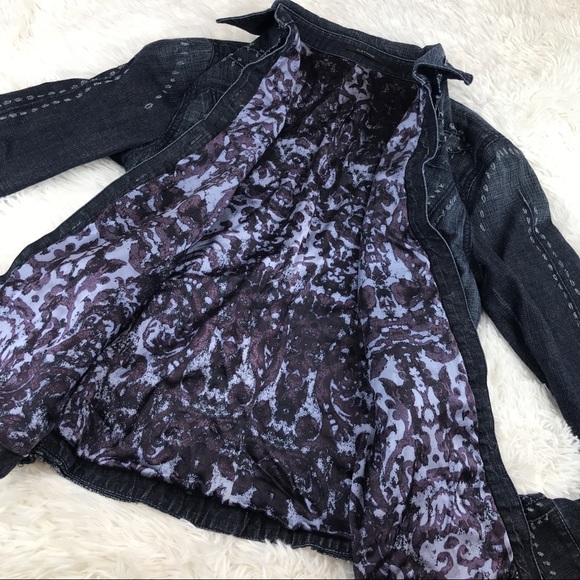 Elie Tahari Blue Cotton Distressed Jacket - Picture 4 of 8